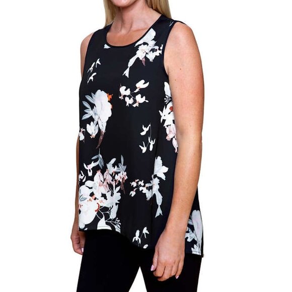 NWOT Mario Serrani High Low Tank Top | Black white - Picture 6 of 13